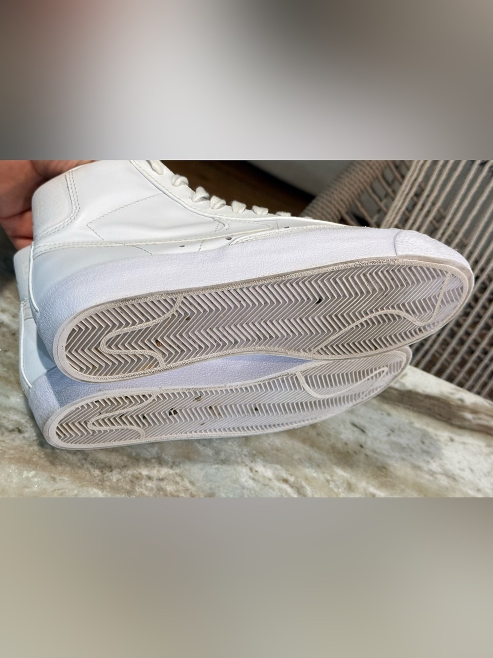 NIKE Blazer 77 white leather mid sneakers- Size 8.5 - Picture 6 of 7